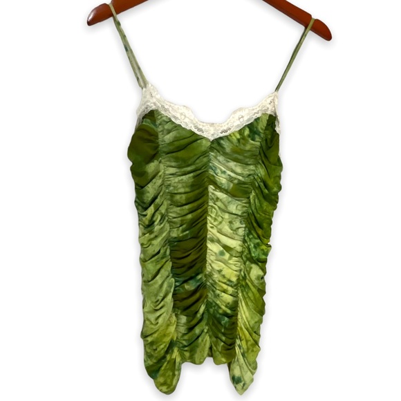 Y2K Green Ruched Tank Top - Picture 1 of 7